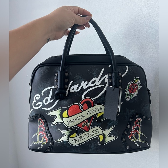 Ed Hardy Handbags - Ed Hardy Black Designer Handbag